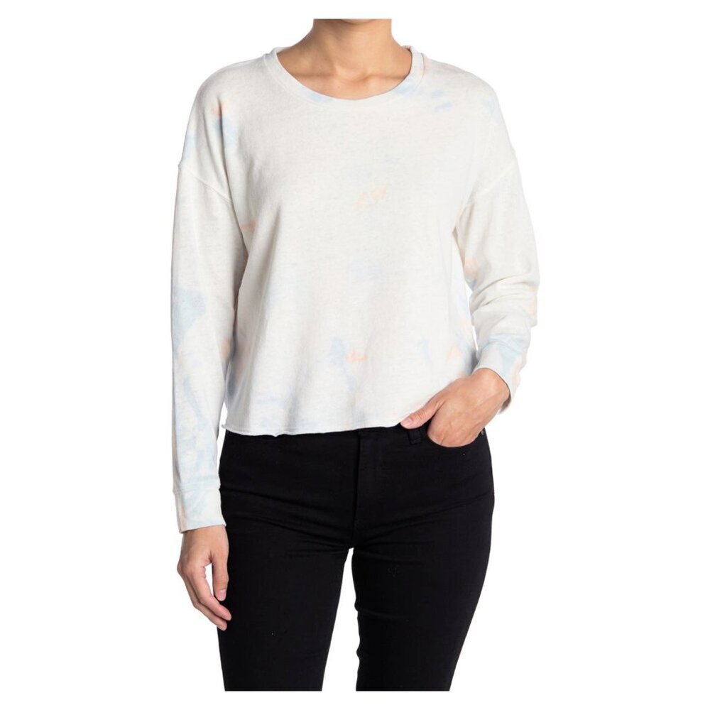 Splendid NWT $98 Tie Dye Pullover Sweatshirt Raw Bottom Hem Women's Size Large